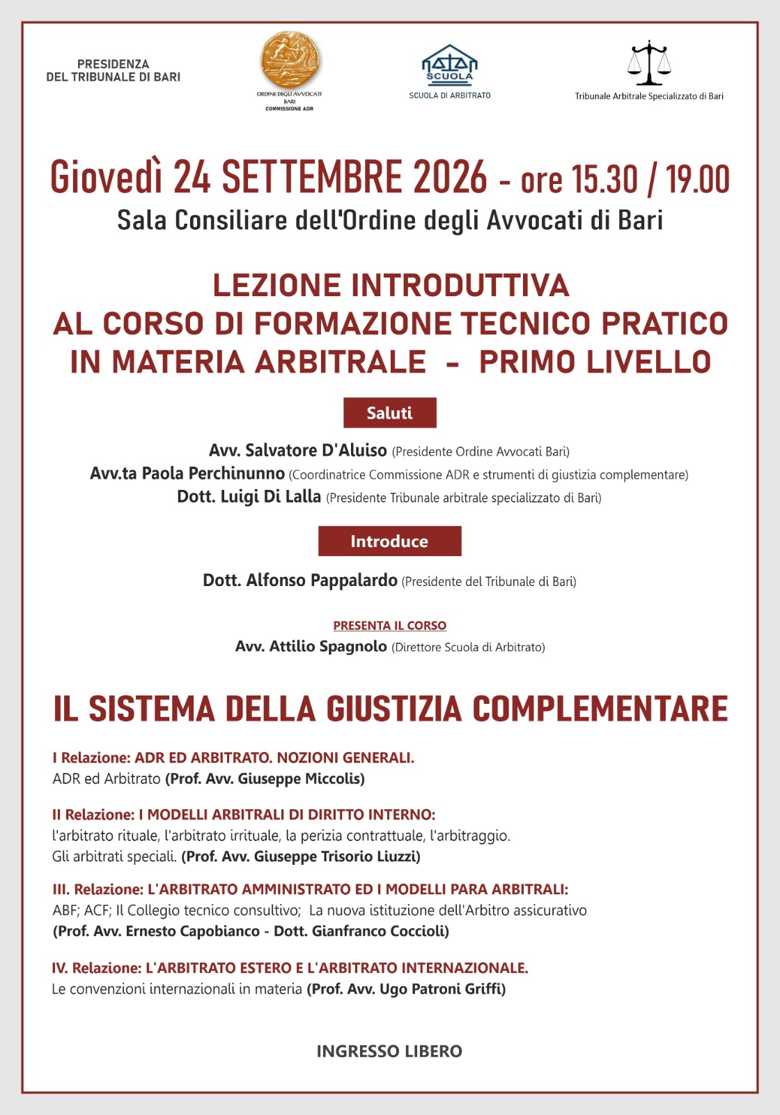 Locandina Corso di Primo Livello